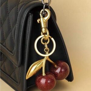 Cherry Bag charm  with Gold Cherry Charm